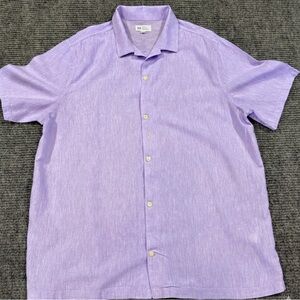 GAP XL Standard Fit Linen Cotton SS Button Down Shirt Lavender (A1/042)